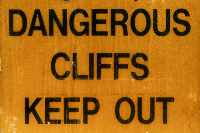 {dangerous cliffs sign}